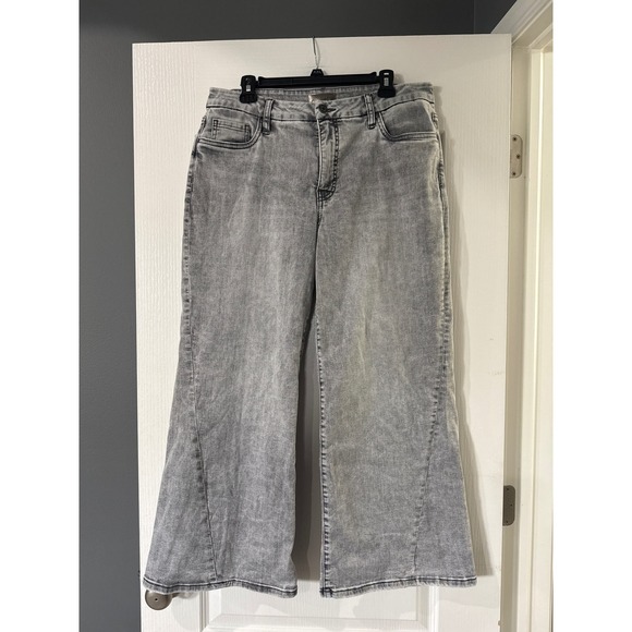 Kut from the Kloth Denim - Kut from the Kloth Meg Fab Ab Wide Leg High‎ Rise Grey Acid Wash Jeans Size 12